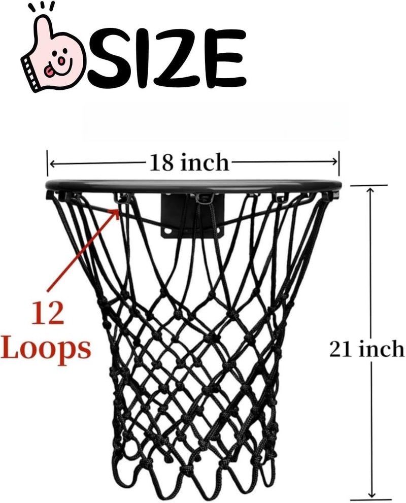 uvbws Black Basketball net Replacement, 21 inches Long, 12 Rings, Durable Nylon Material, wear-Resistant, Anti tangling, Suitable for Standard Indoor and Outdoor Basketball Baskets - Image 2